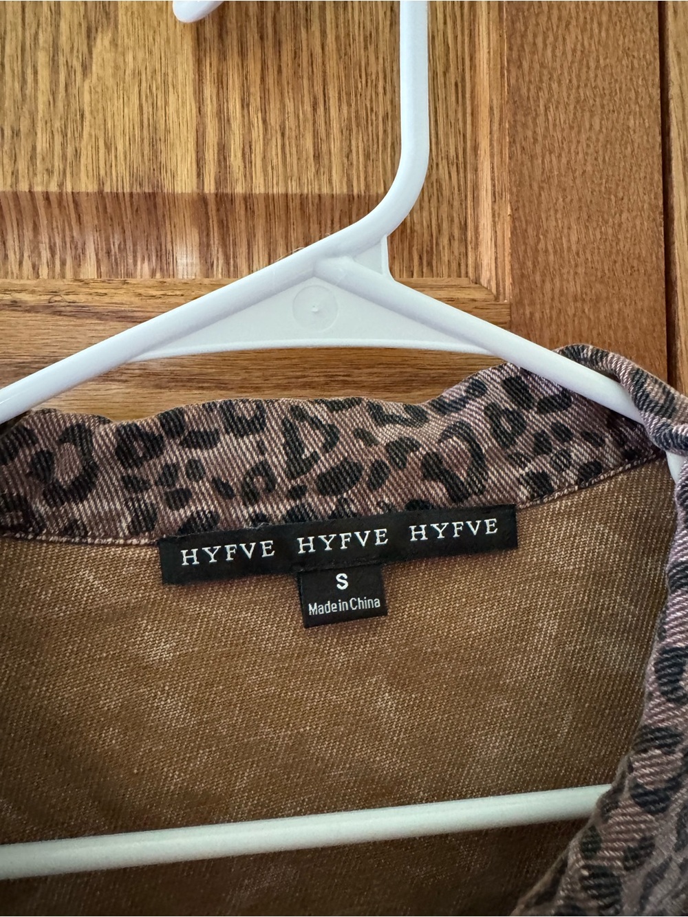 HYFVE Brown & Leopard Print Patchwork Distressed Shacket - Picture 2 of 2